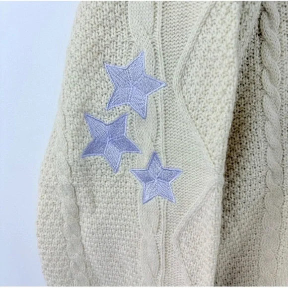 Taylor Swift Inspired Folklore Embroidered Star Knit Oversized Cardigan Womens L - Picture 5 of 8